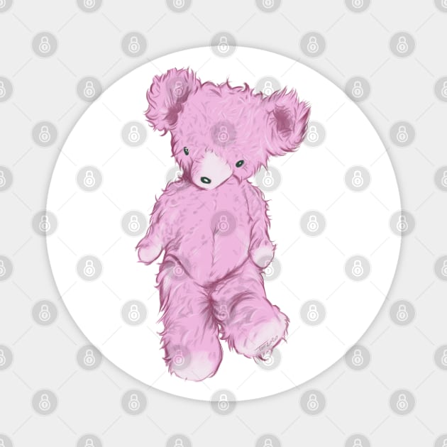 Pink Teddy Bear Magnet by So Red The Poppy